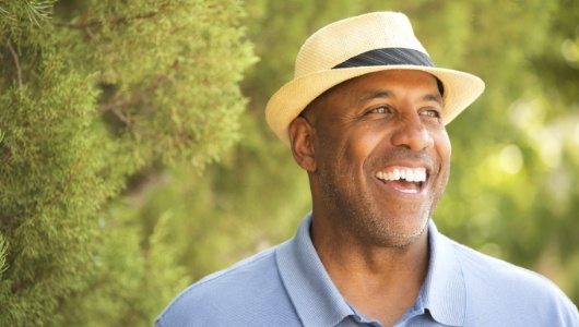 Man sharing smile after oral surgery