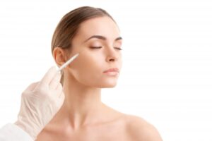 Woman getting BOTOX on her cheek